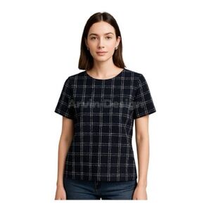 Ovi women’s blue and white lightweight short sleeve shirt size small